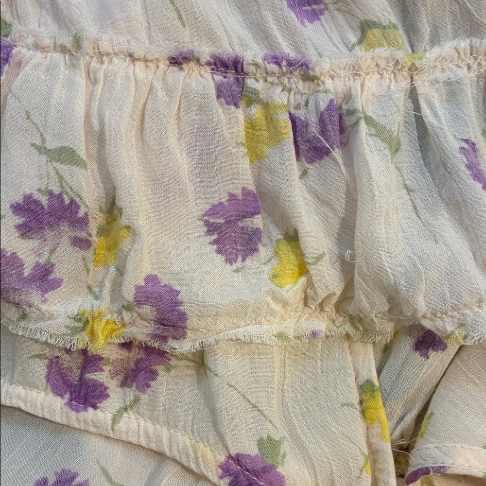 Chic Floral Camisole - Cream, Yellow, Purple - Picture 11 of 11